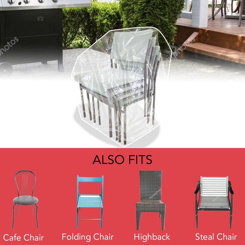 LAMINET Crystal Clear Heavy-Duty Waterproof Plastic Outdoor Furniture Cover - Hi-Back/Stacked Chairs Cover - 3 Season Protection - Keep Rain, Snow & Debris Off! Premium Protection at Economy Price! - Image 4